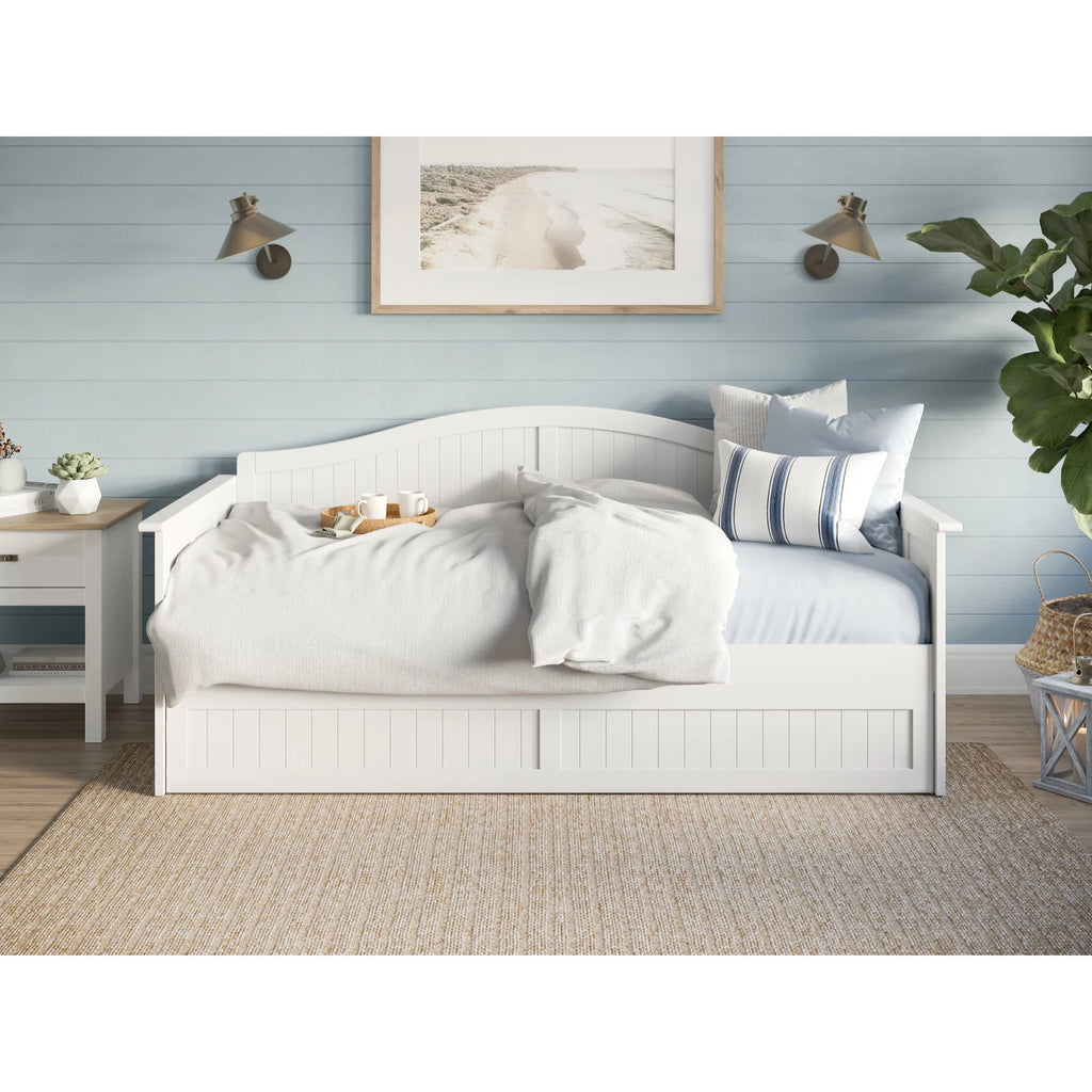 Twin Wood Daybed with Trundle in White P867114
