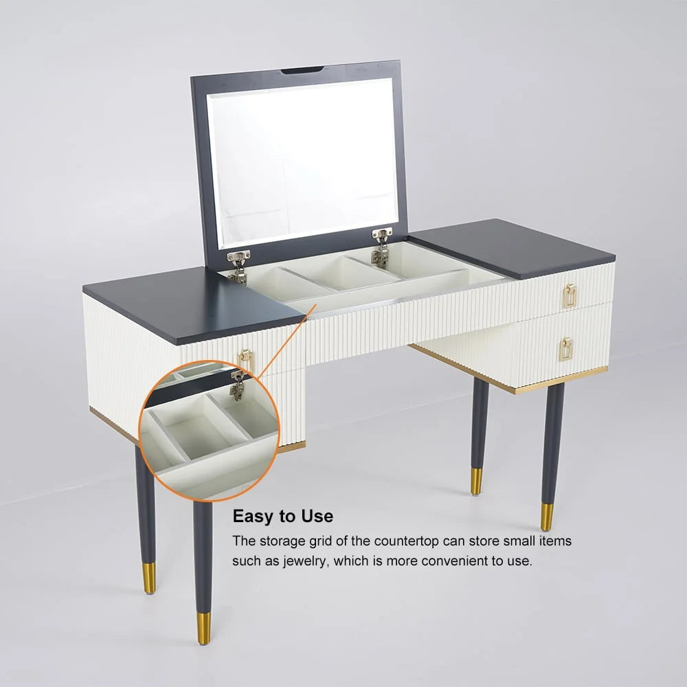 4 Drawer Makeup Vanity Table with Flip Top Mirror G259840