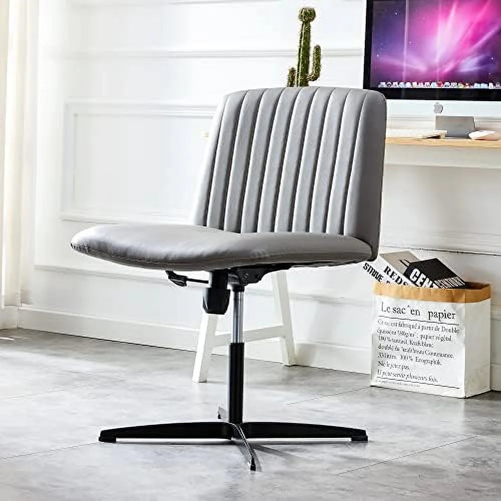 Black PU Leather Armless Office Chair Y781