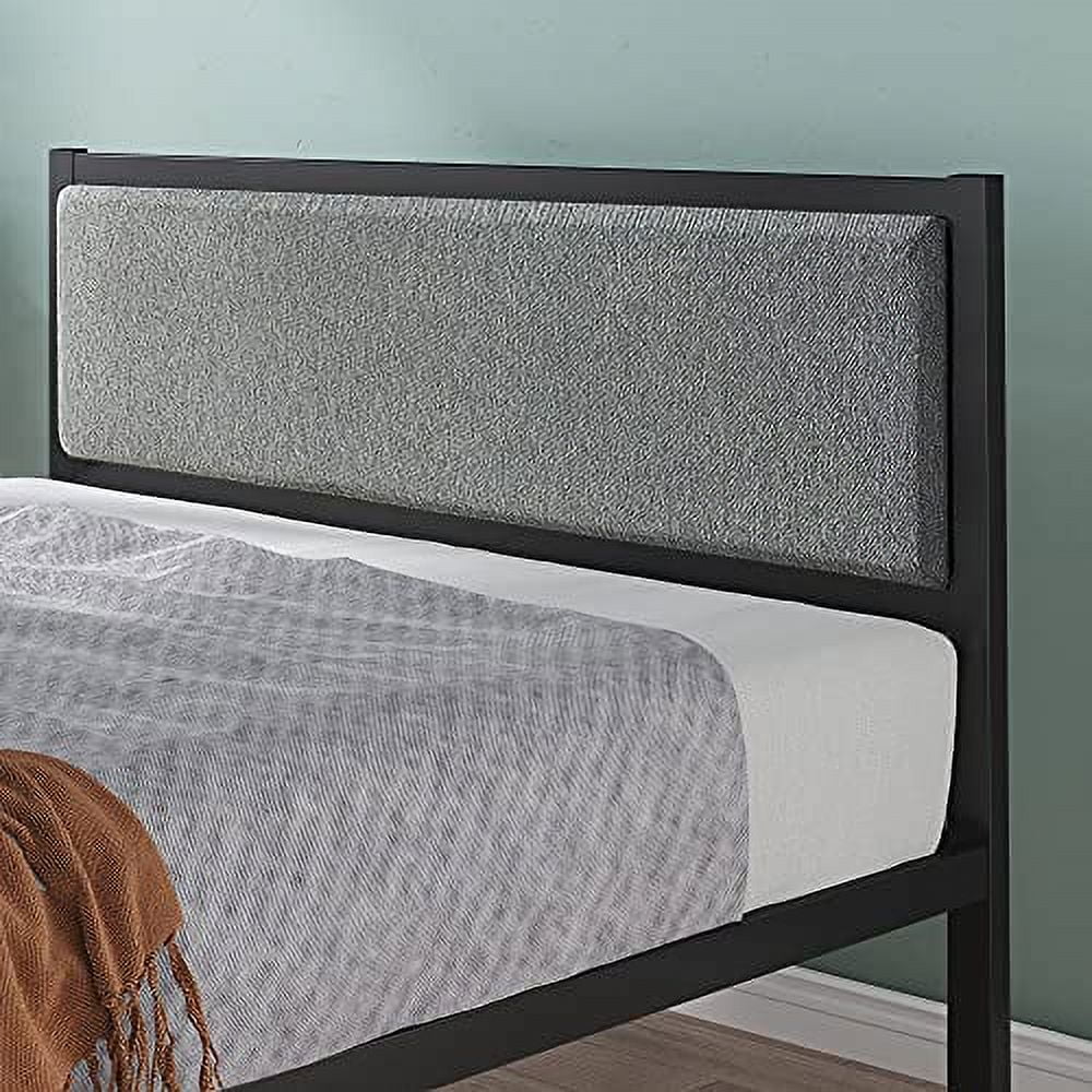 14" Steel Platform Bed Frame with Upholstered Headboard, Twin U597