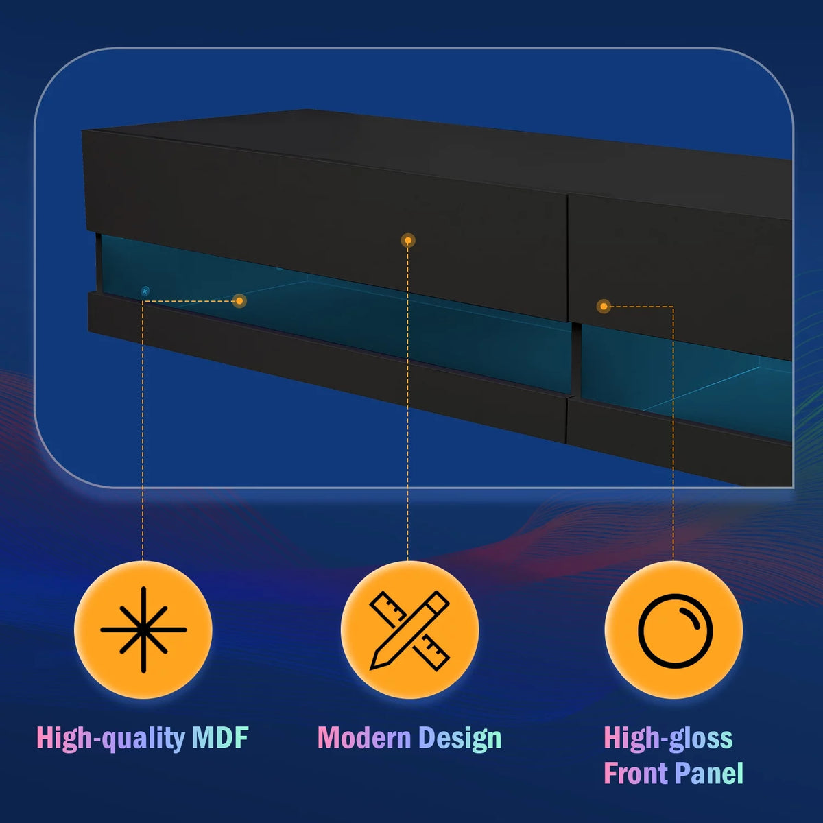 Black Wall Mounted Floating TV Stand up to 80 inch D67141