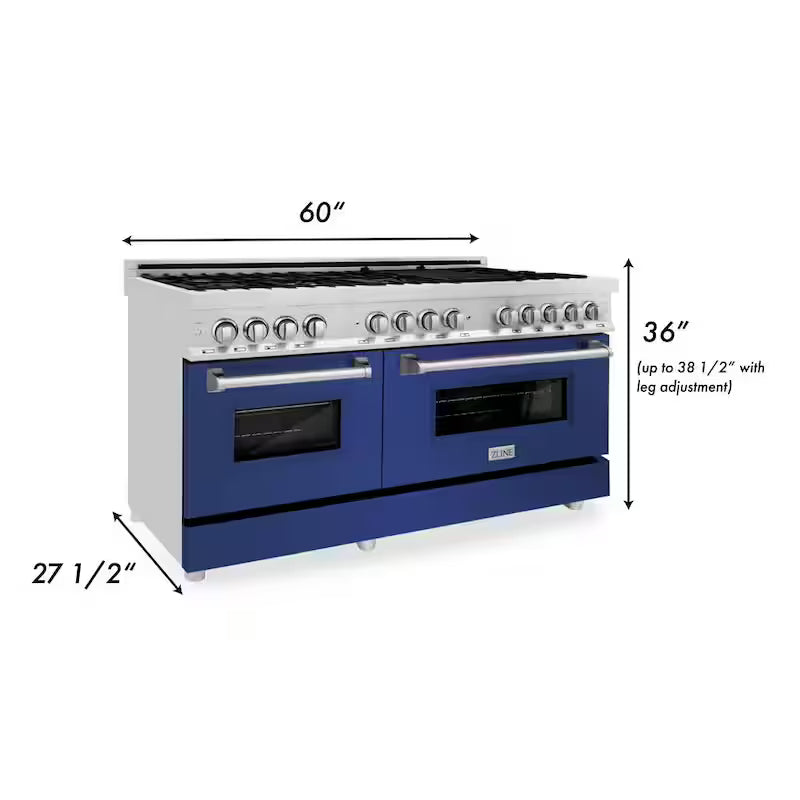 9-Burner Double Oven Dual Fuel Range in Stainless Steel R9325