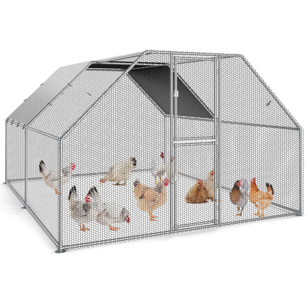 13.1 x 9.8 x 6.4 ft Metal Chicken Coop with Waterproof Cover U713997