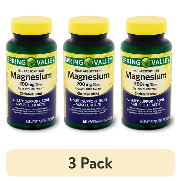 Magnesium Dietary Supplement Vegetarian Capsules 200 mg 60 Count E23406