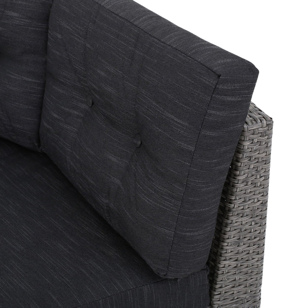 Outdoor Wicker 4 Seater Half Round Sofa Set with Fire Pit V746102
