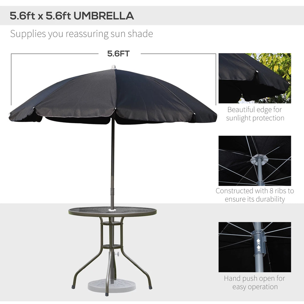 6 Piece Patio Dining Set with Umbrella, Black M3246