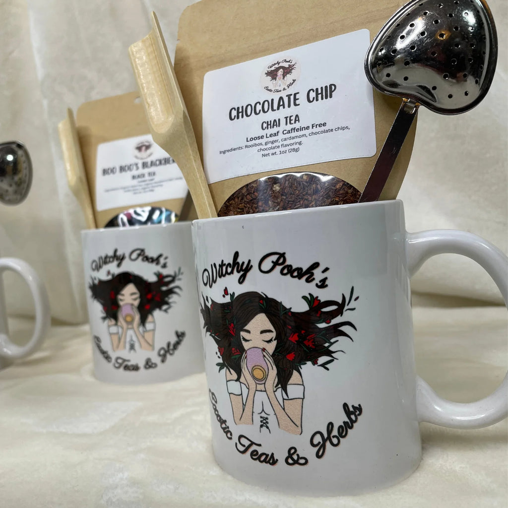 Mint Chocolate Mocha Herbal Tea Gift Mug Set with Heart Infuser C922