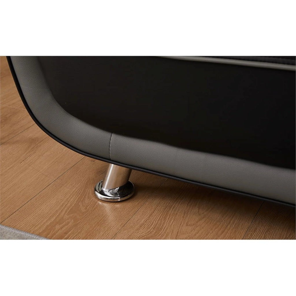Black Faux Leather Sofa J9137