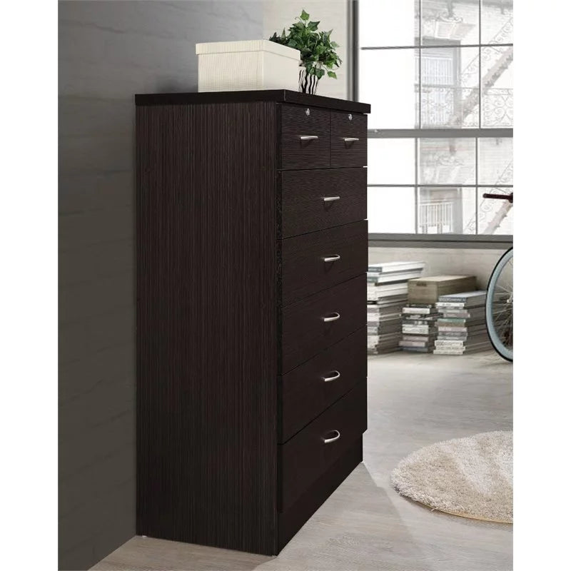 7 Drawer Wood Chest Set with Locks in Chocolate Z29003