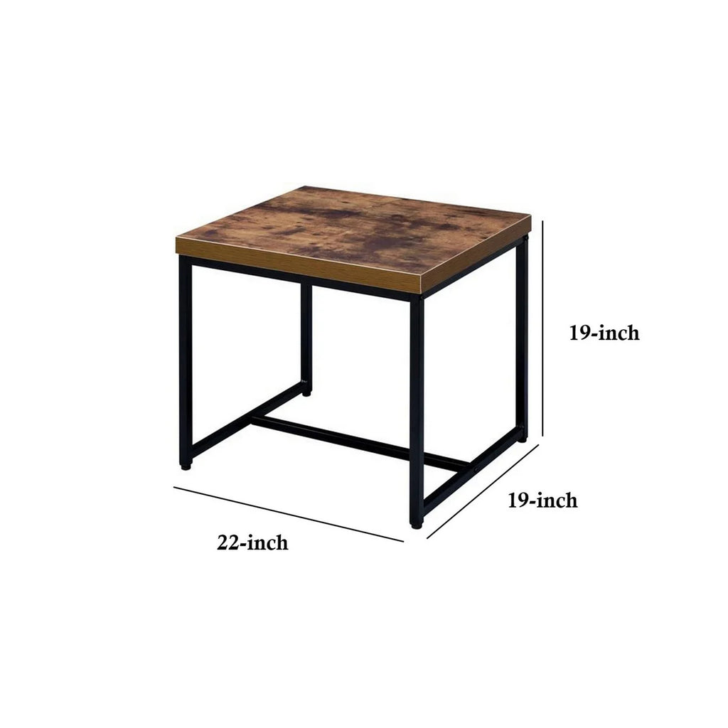 Brown and Black Wood and Metal End Table X296