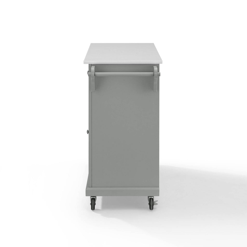 Full Size Granite Top Kitchen Cart/Island Gray/White F572