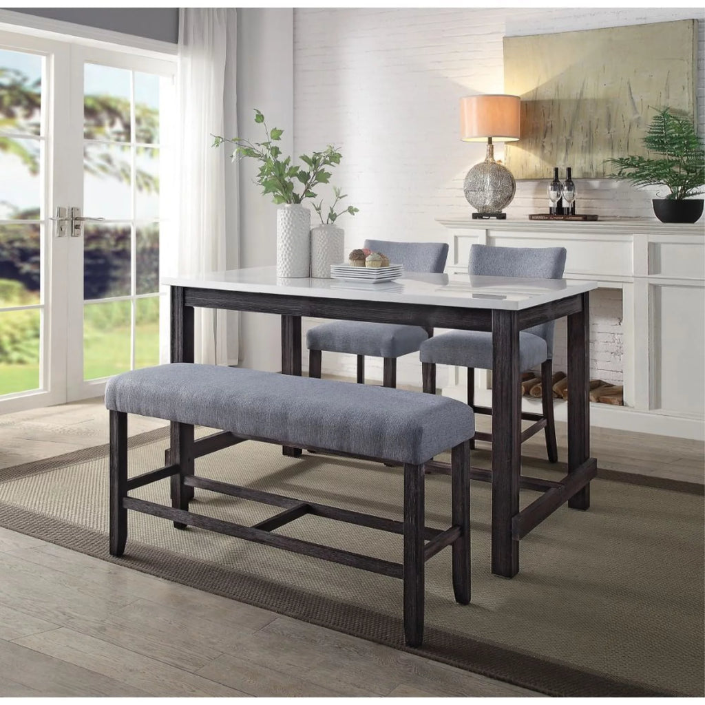 Counter Height Table Marble Weathered Espresso S55562
