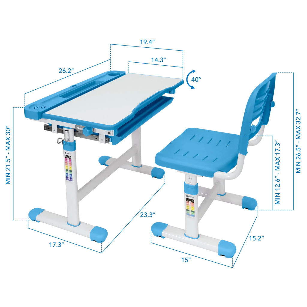 Kids Desk and Chair Set Blue M33198
