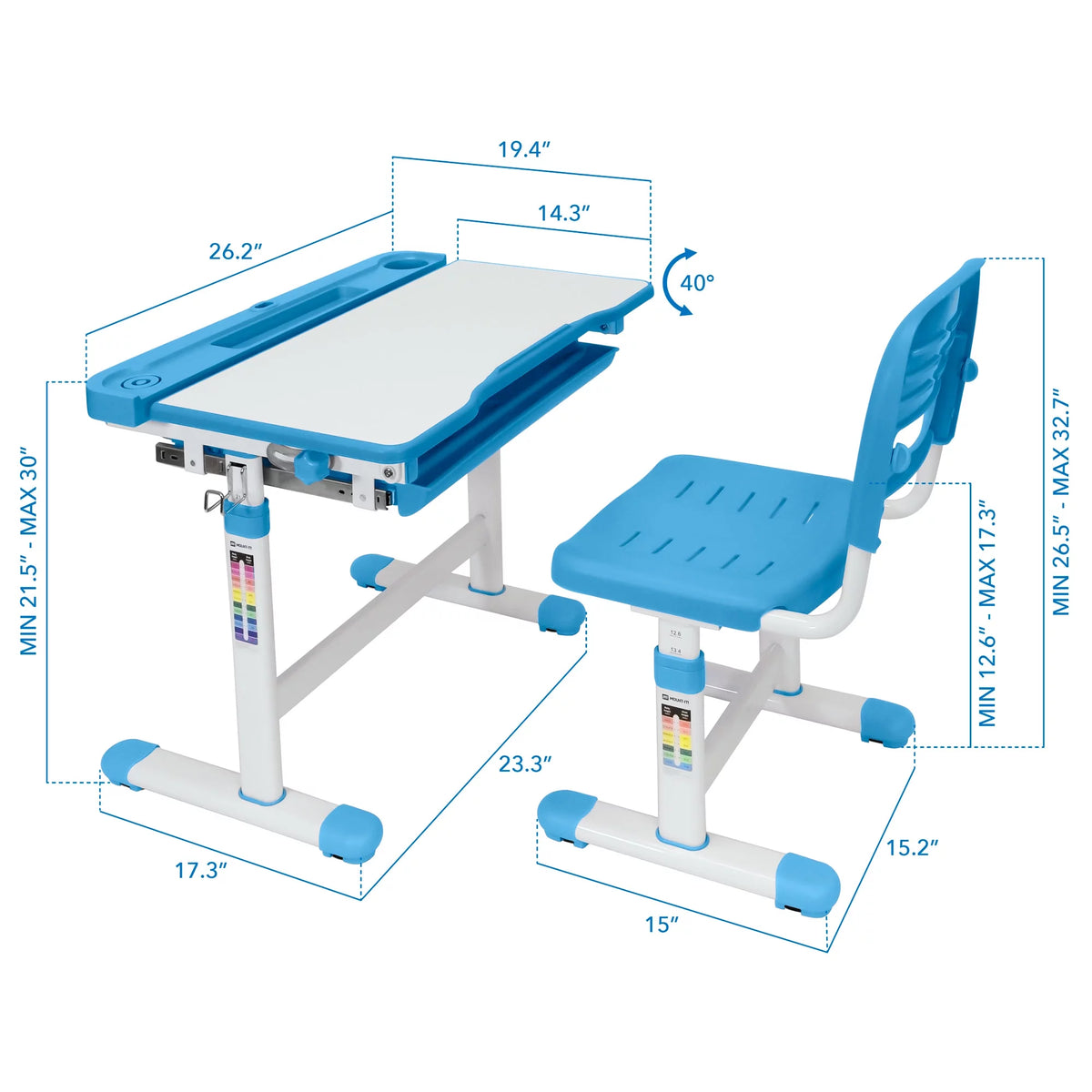 Kids Desk and Chair Set Blue M33198