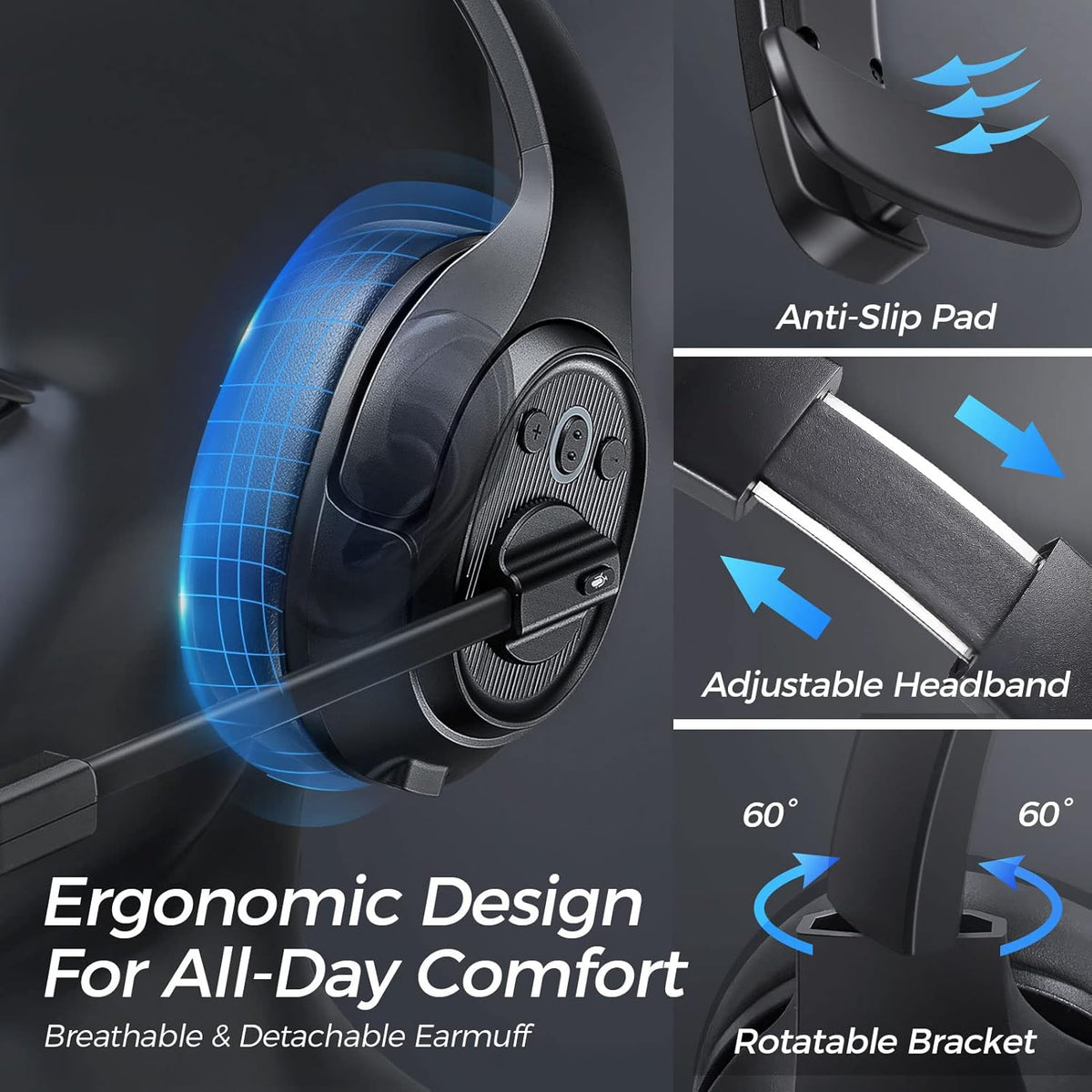 Bluetooth Headset with Microphone Noise Cancelling Wireless Headphone T870