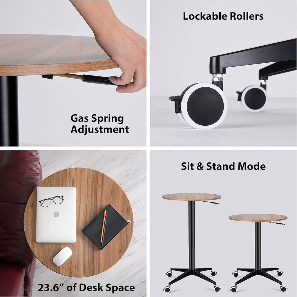 Height Adjustable Rolling Laptop Stand Desk with Locking Wheels E3996