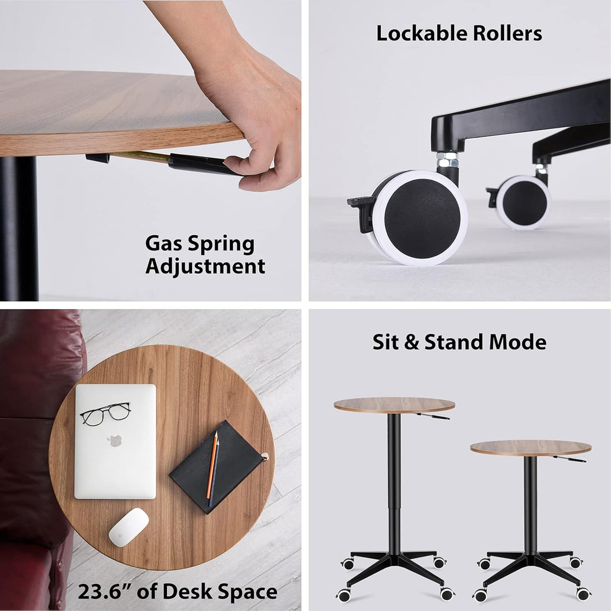 Height Adjustable Rolling Laptop Stand Desk with Locking Wheels E3996