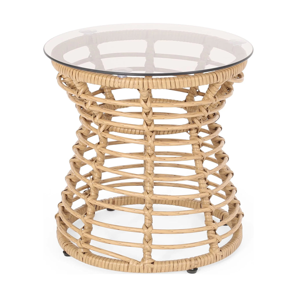 Outdoor Wicker Side Table Light Brown L409