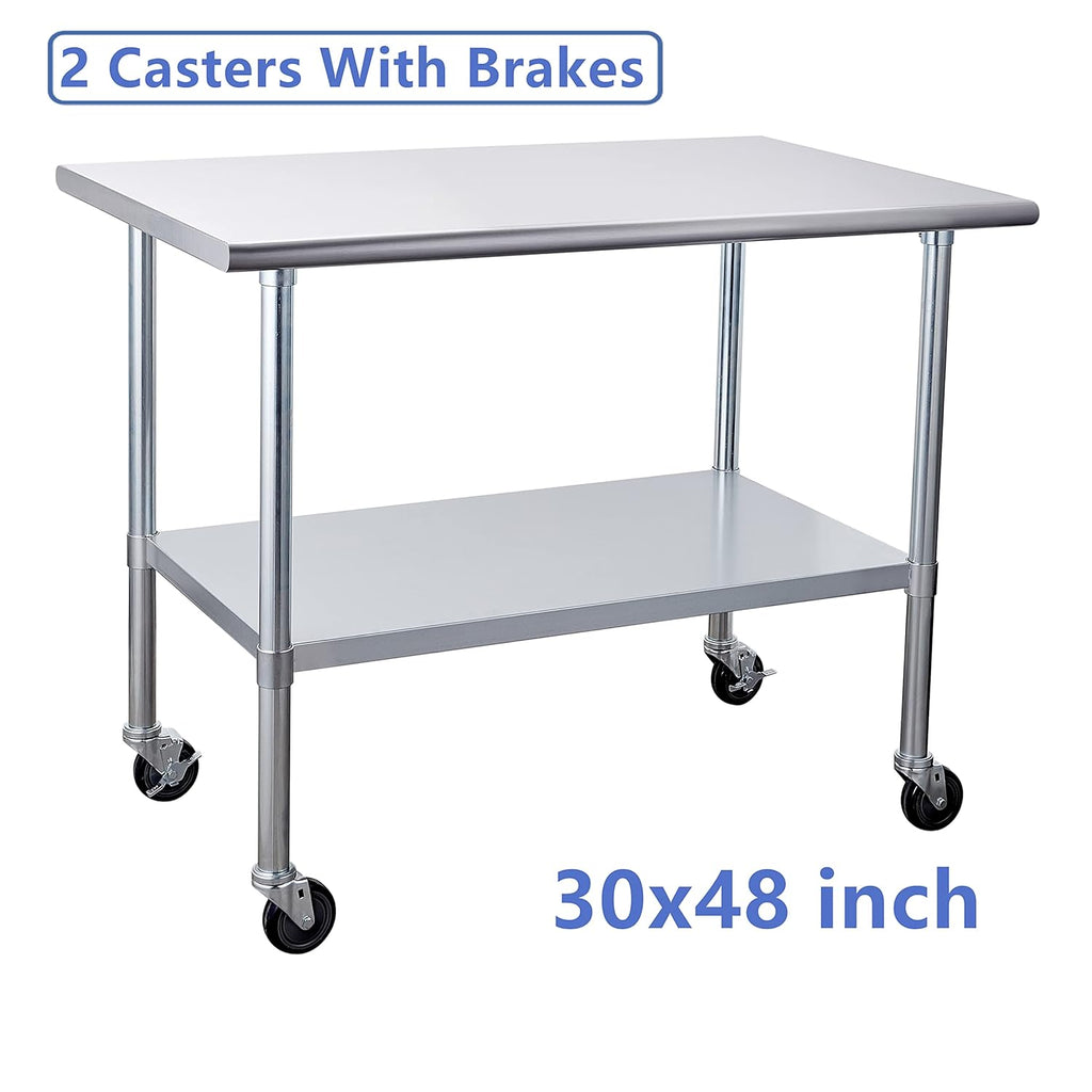 Stainless Steel Table 30 x 48 Inches with Caster Wheels I854071