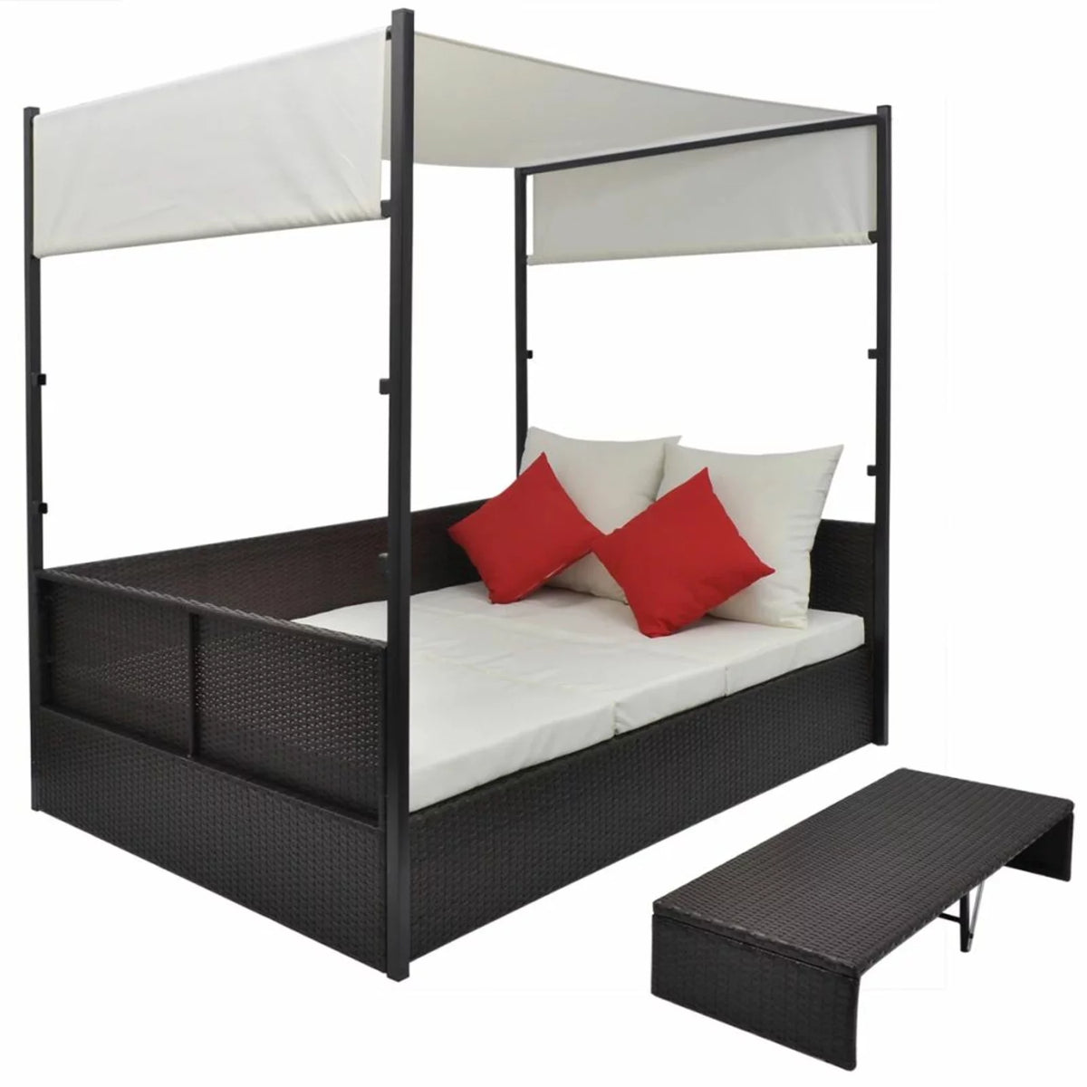 Brown Poly Rattan Patio Bed with Canopy Z787