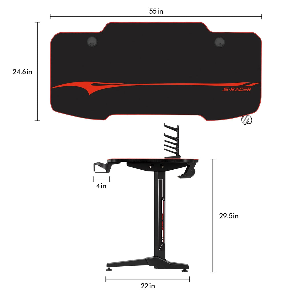 55 inch T-Shaped Legs Gaming Desk with Mouse Pad J9196