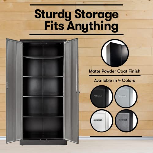 71-inch Tall Black Steel Storage Cabinet with Adjustable Shelves E942442
