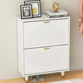 White 2 Flip Drawers Slim Shoe Cabinet E238181