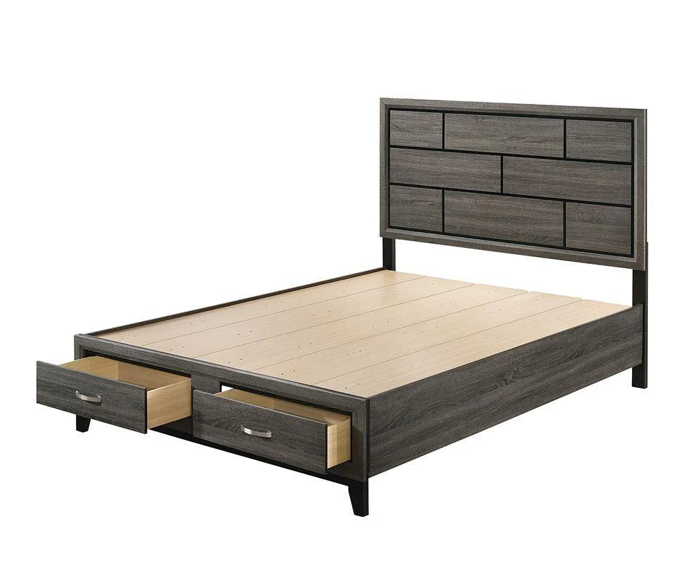 Weathered Gray Eastern King 6pcs Bedroom Set with Storage D17108