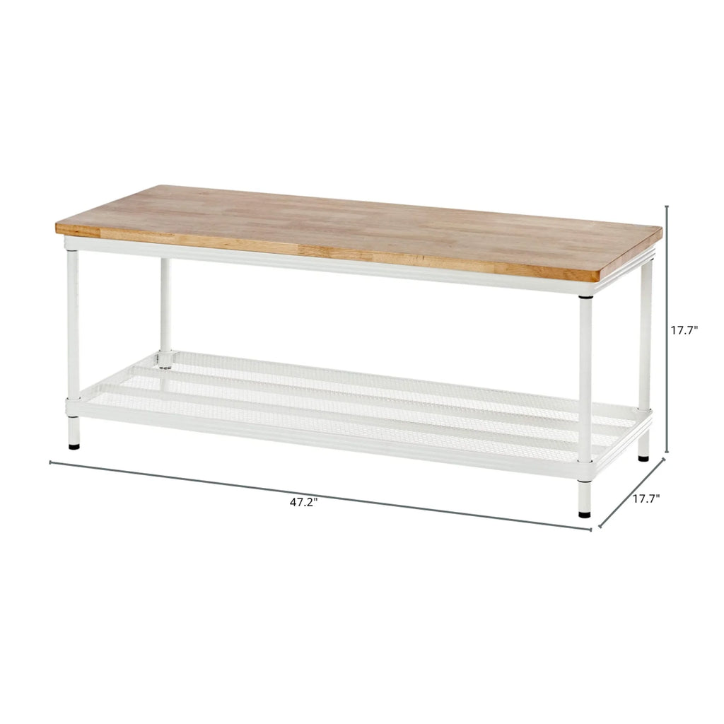 2-Tier White Metal Storage Shelving Unit L48983