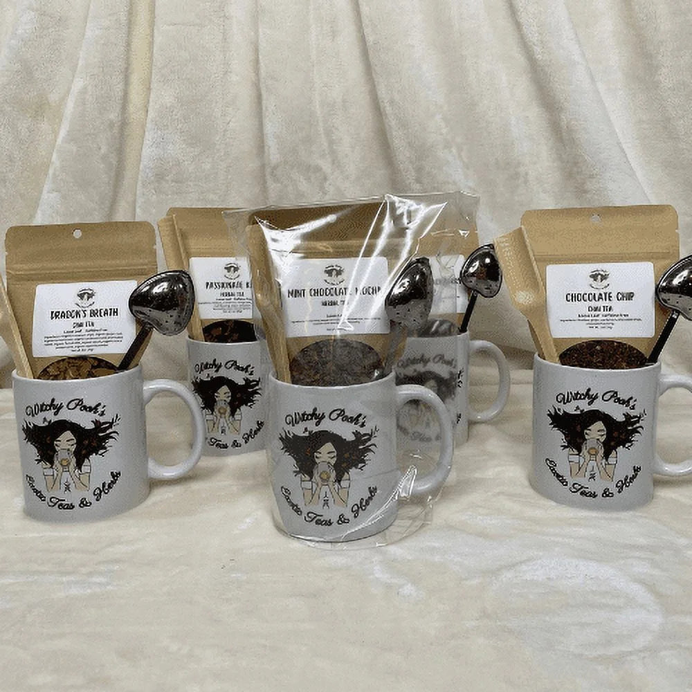 Mint Chocolate Mocha Herbal Tea Gift Mug Set with Heart Infuser C922