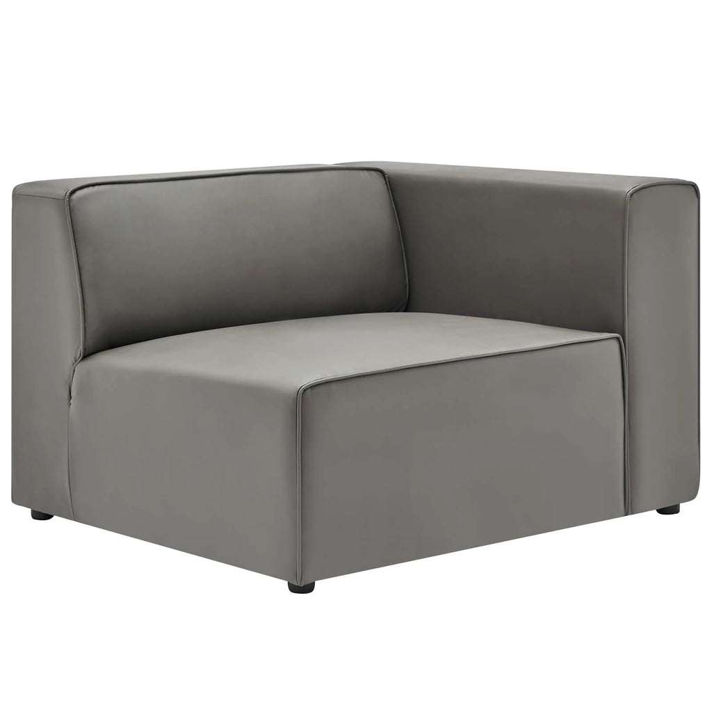 Grey Faux Vegan Leather Sectional Sofa Set Y42484