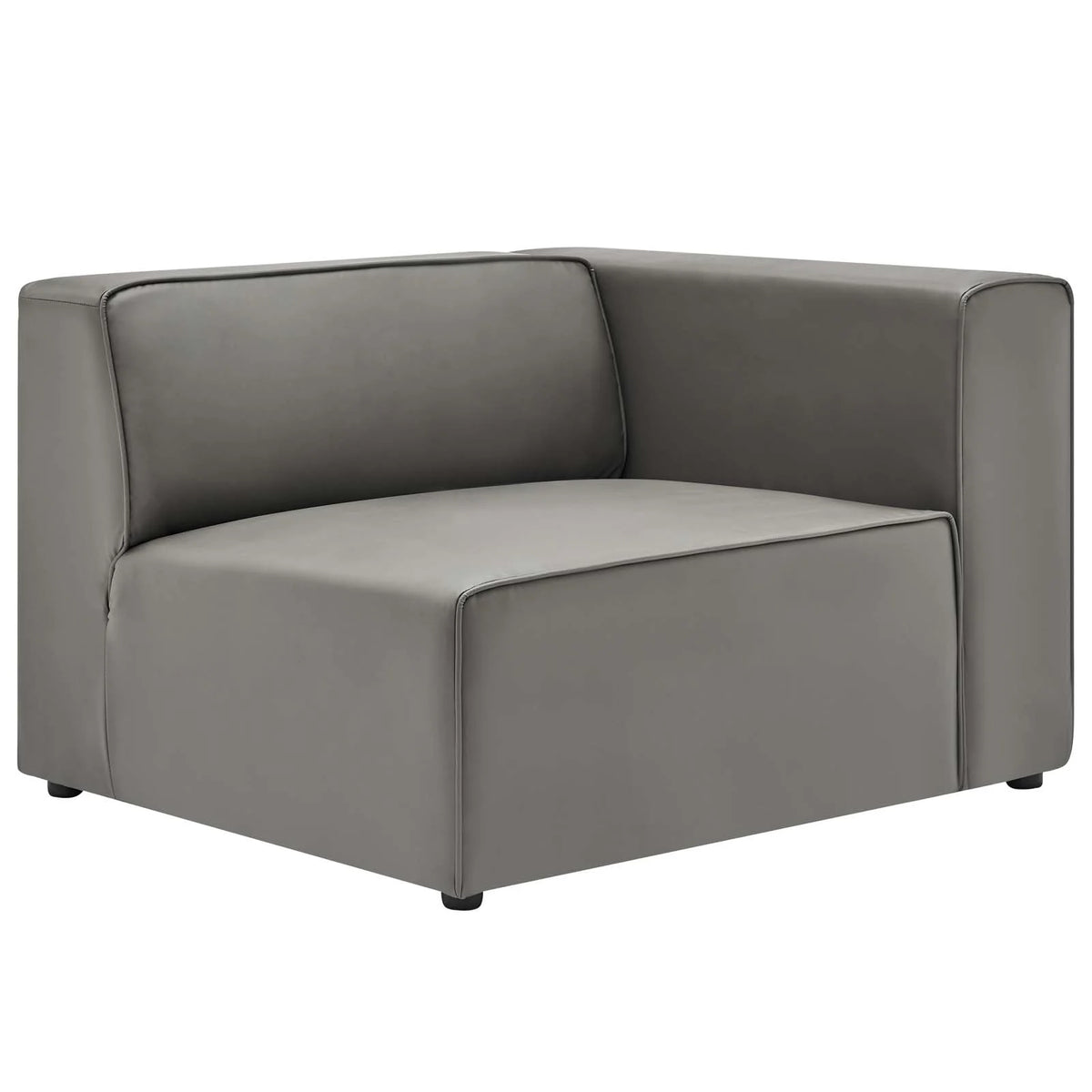 Grey Faux Vegan Leather Sectional Sofa Set Y42484