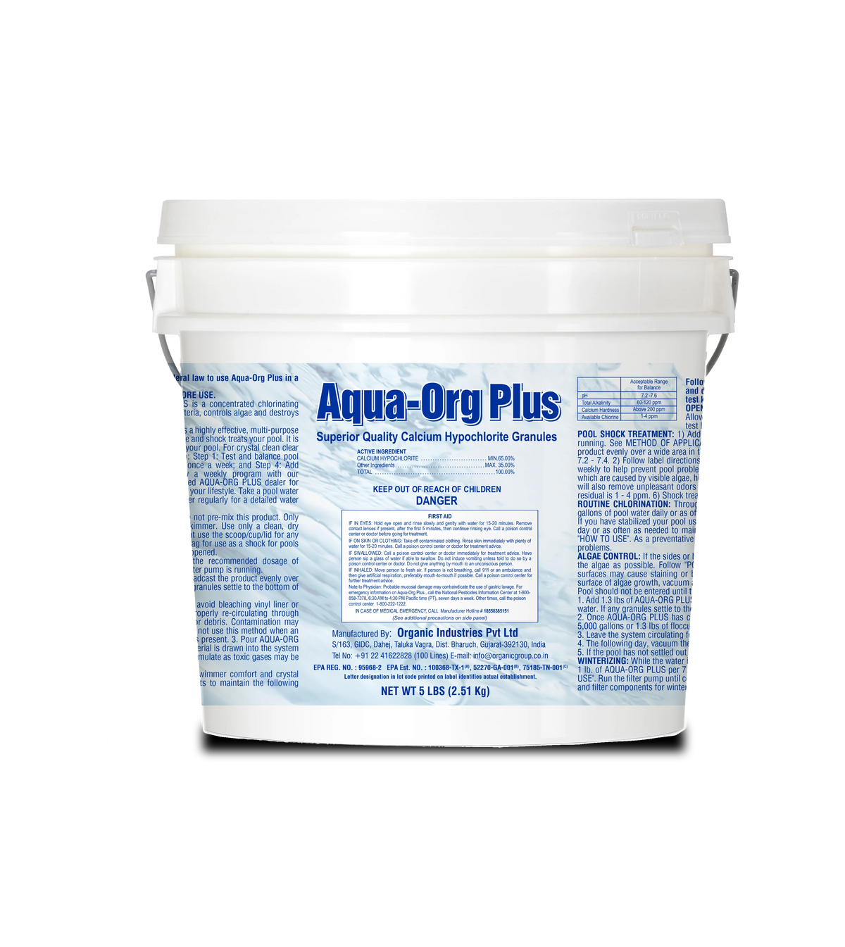 Granular Calcium Hypochlorite 65% Pool Shock 55 Pound F22124