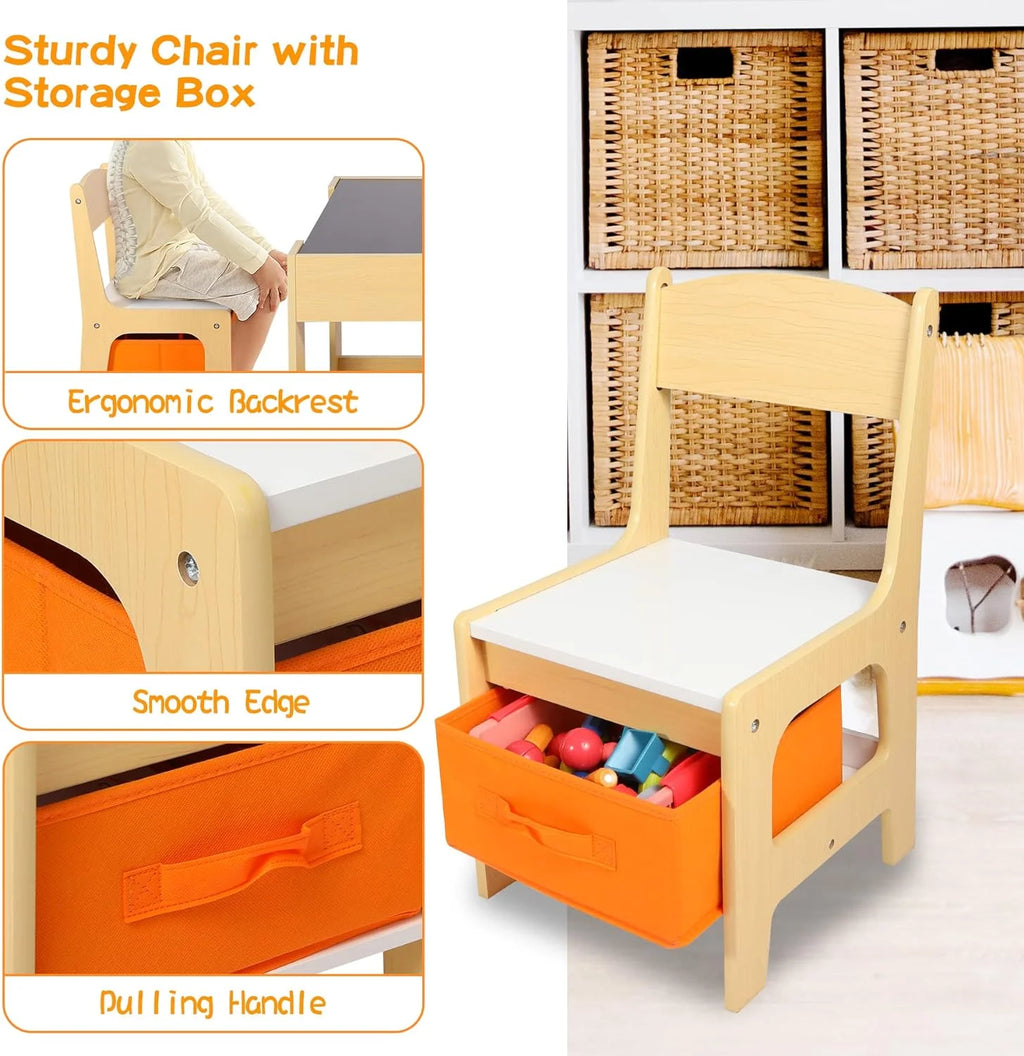 Kids Table and Chair Set with Storage Drawers W92038