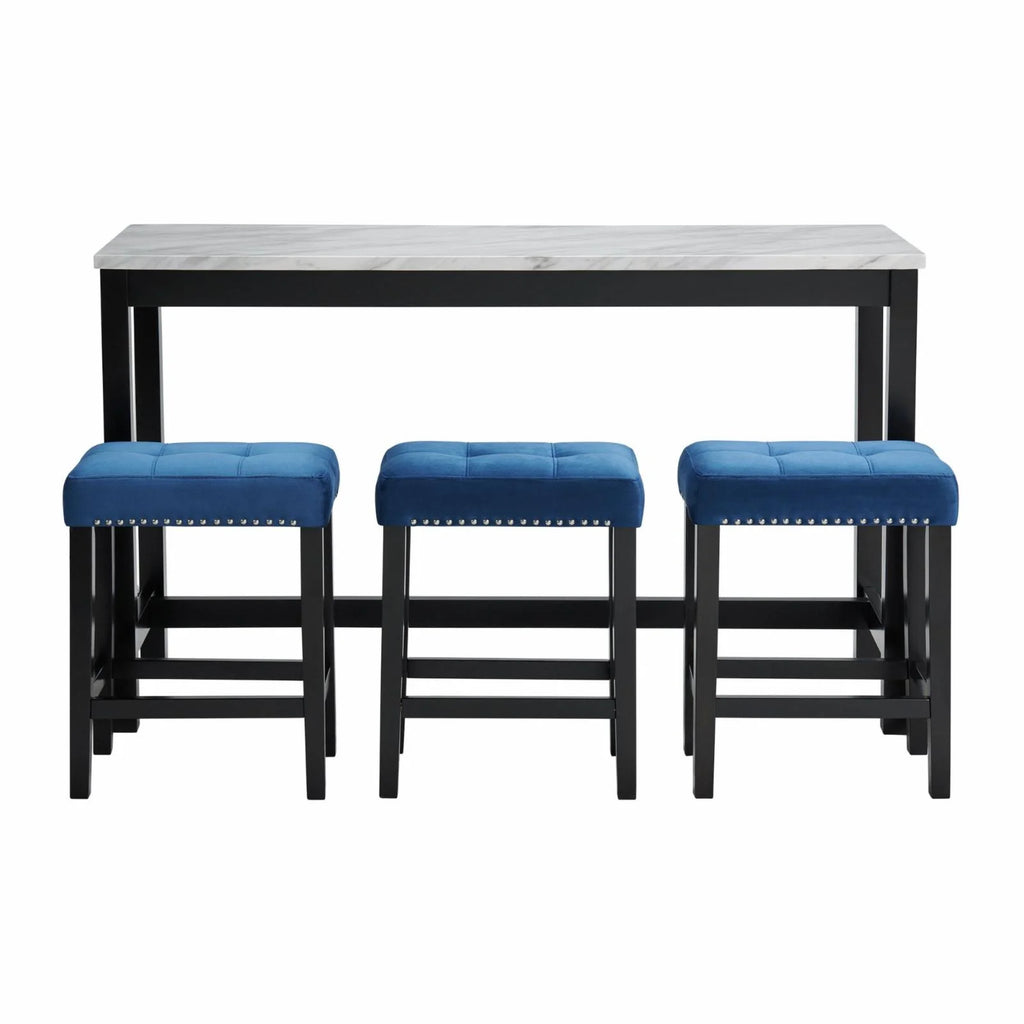 White Marble Bar Table Set P7865