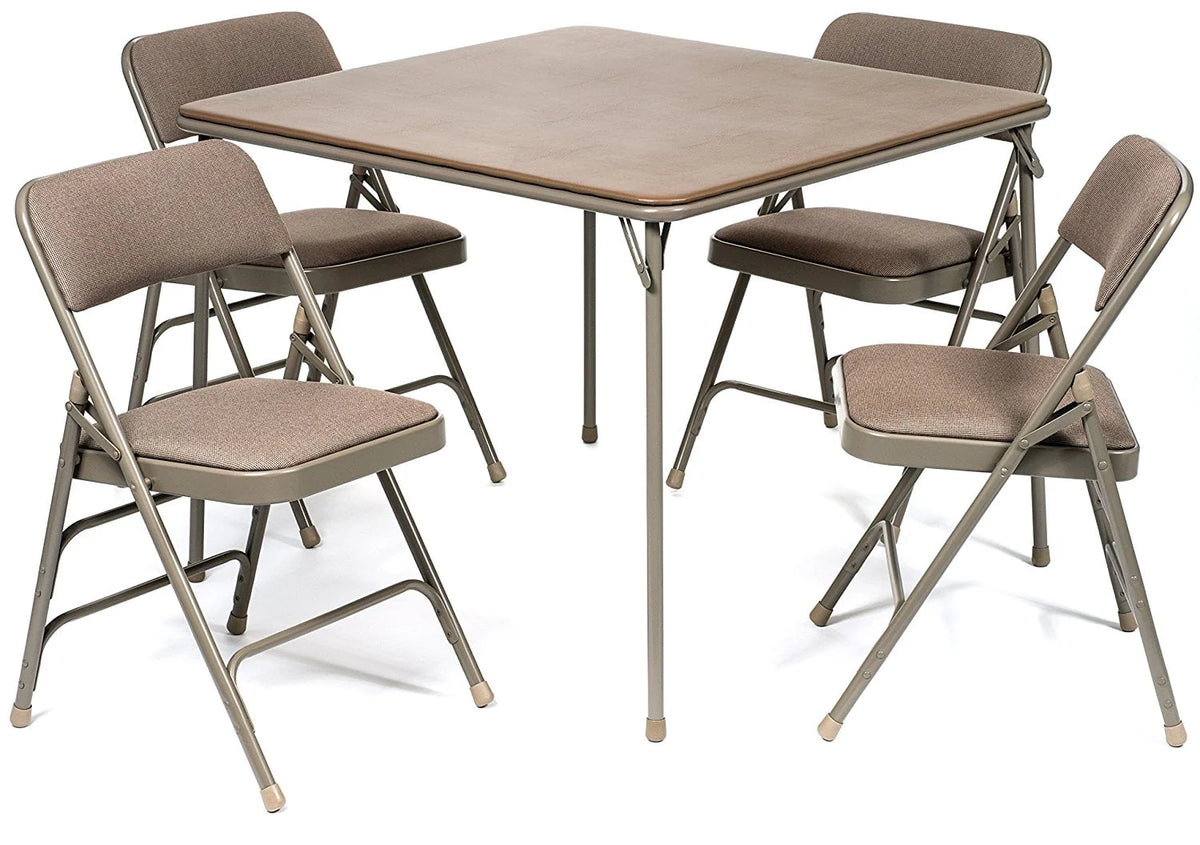 Black 5pc Folding Card Table and Padded Chair Set A950130