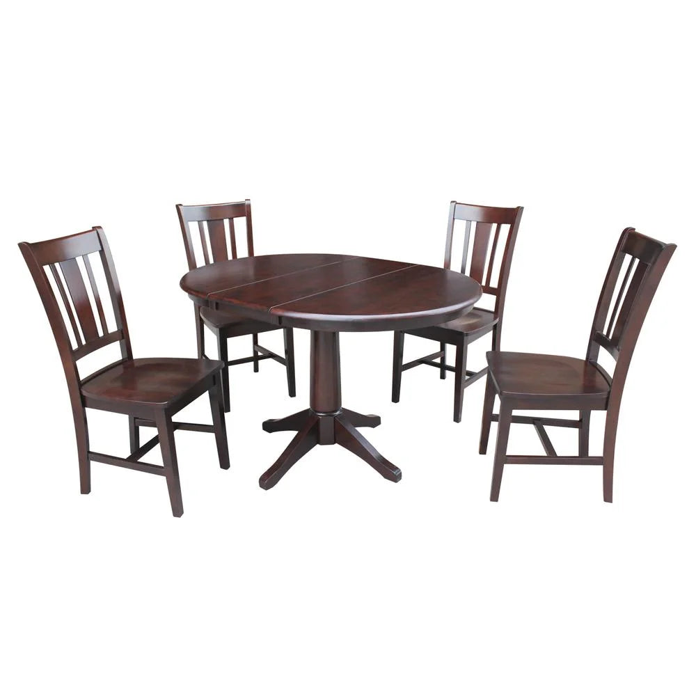 Round Extension Dining Table with 4 Chairs Set of 5 X58041