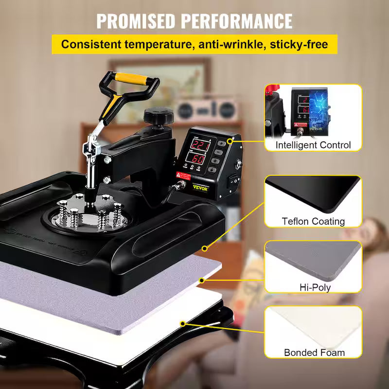 15 in. x 15 in. 5 in 1 Heat Press Machine Black I913100