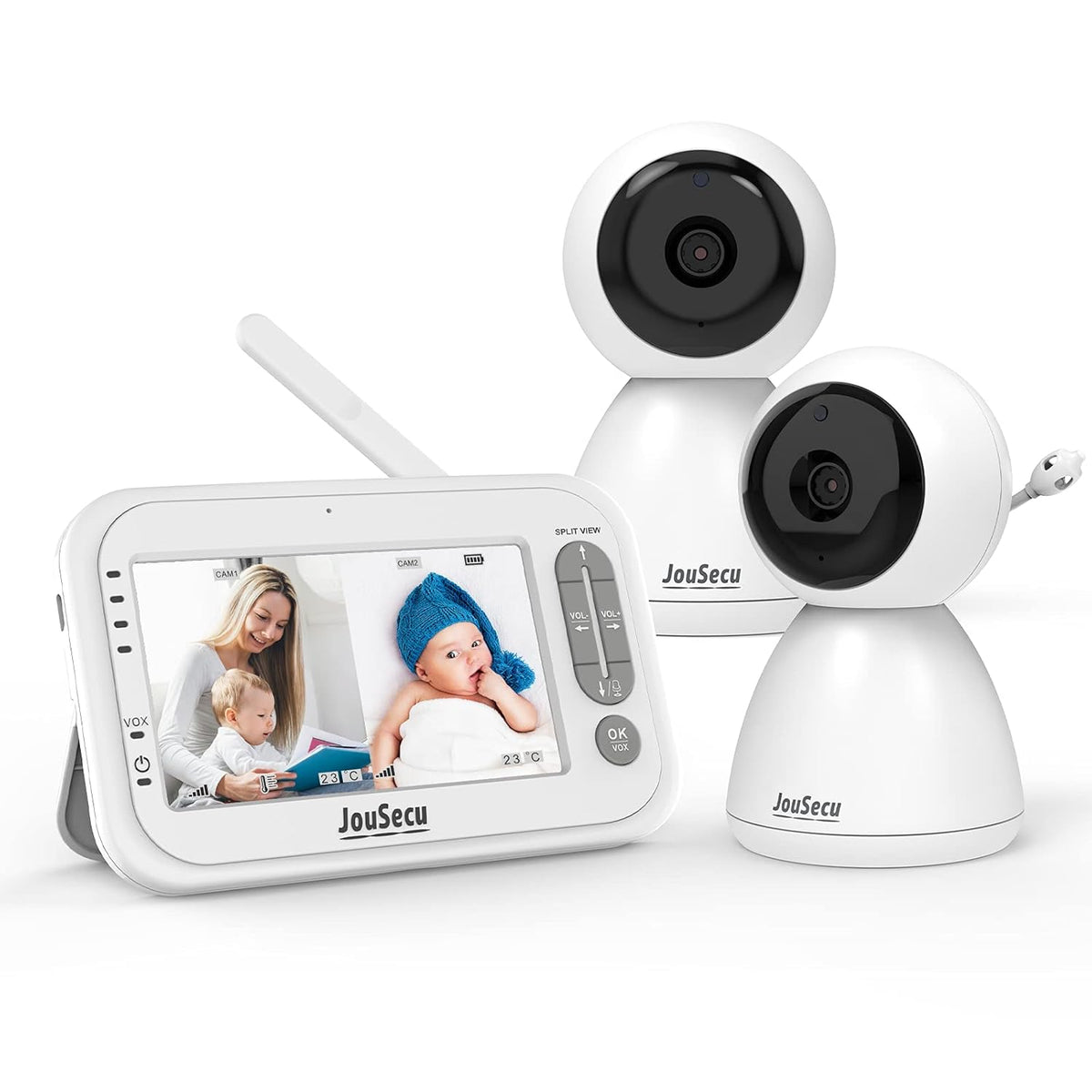 Baby Monitor with 2 Camera and Audio 4.3 Inches LCD Split Screen W100265
