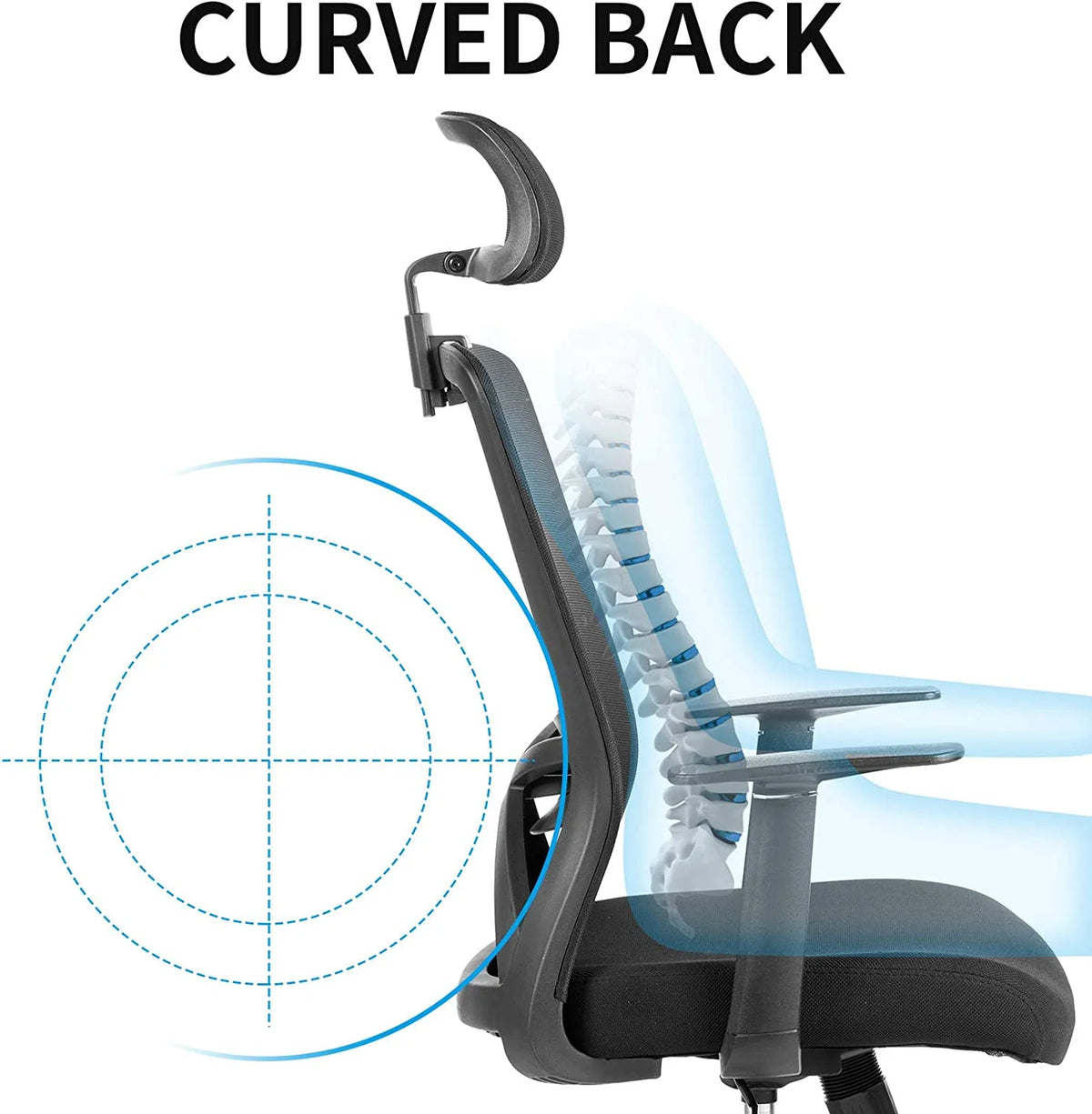Black Ergonomic High Back Mesh Office Chair with Lumbar Support and Headrest P667192
