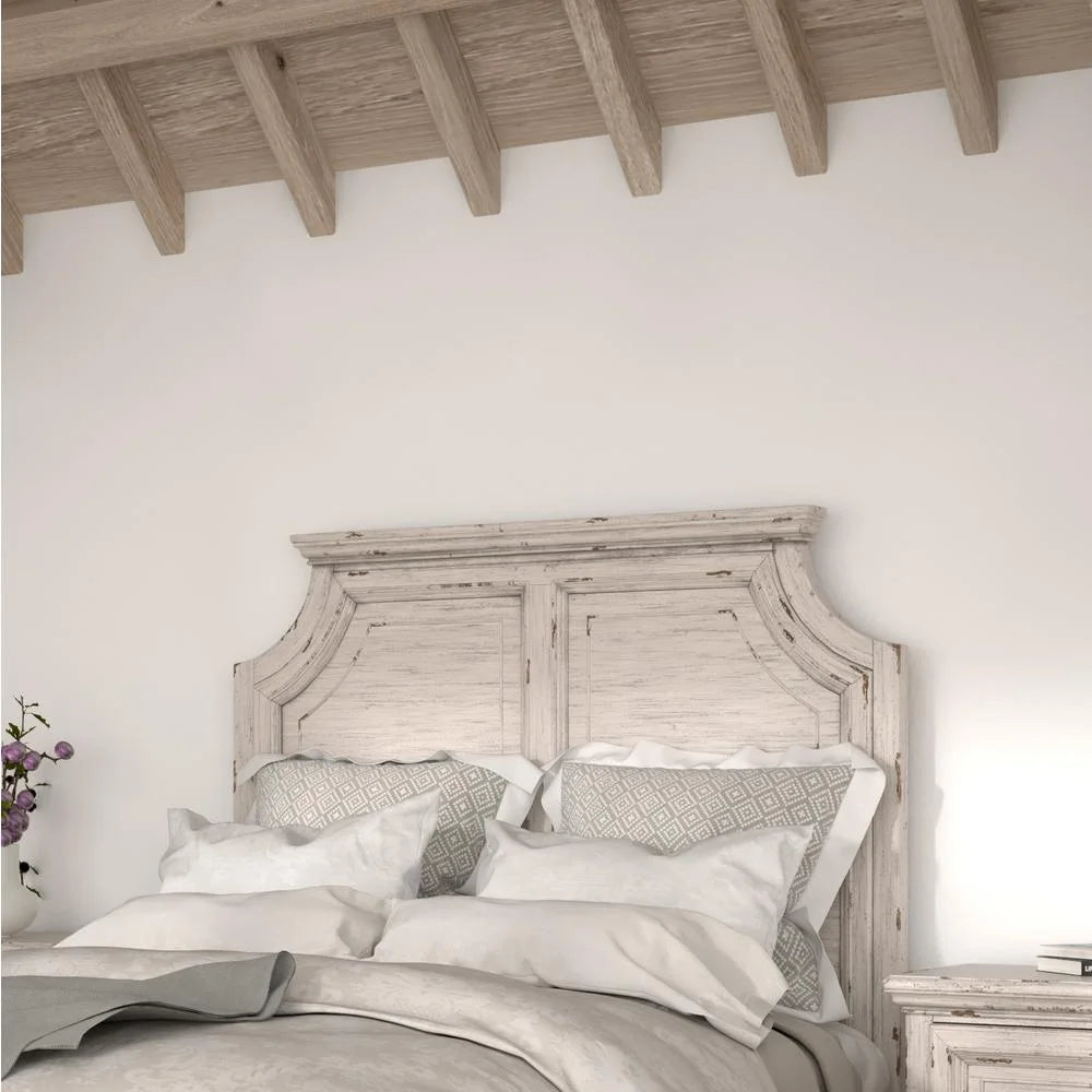 Antique White Wood King Panel Headboard J463034