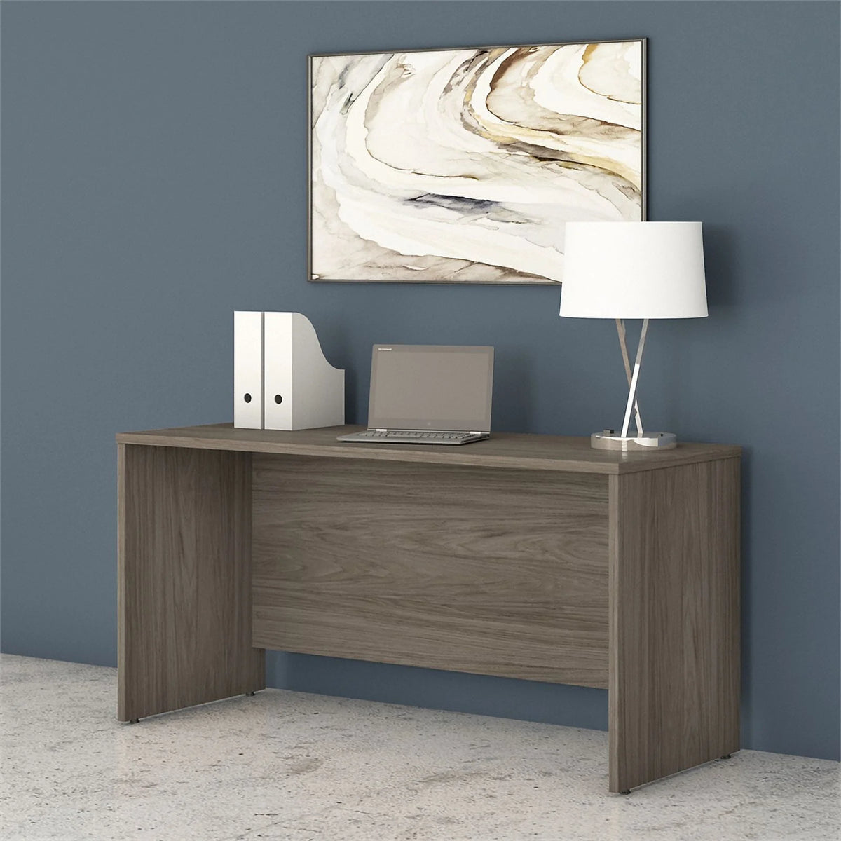 Modern Hickory Engineered Wood Credenza Desk Y41579