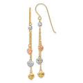14 Karat Tri-color Diamond-cut Dangle Earrings I488750