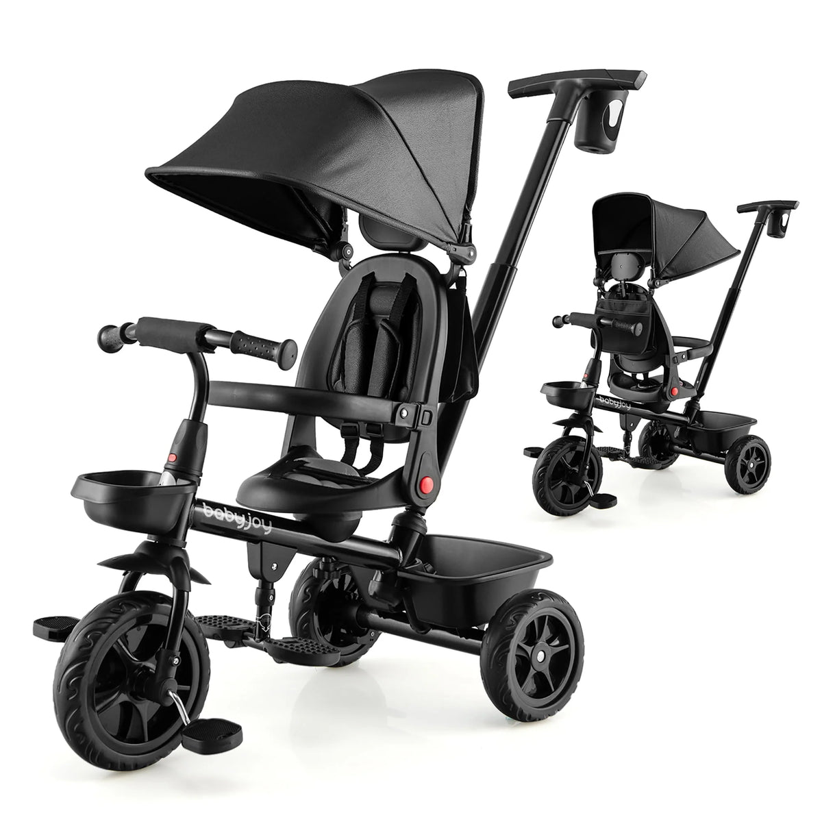 4-in-1 Toddler Tricycle with Adjustable Push Handle D579