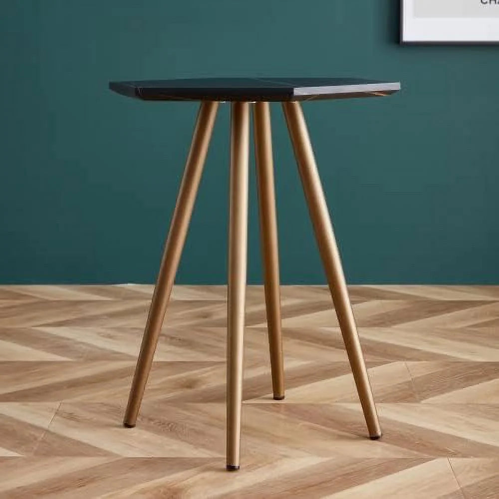 Faux Marble End & Side Table with Dark Metal Legs V4910