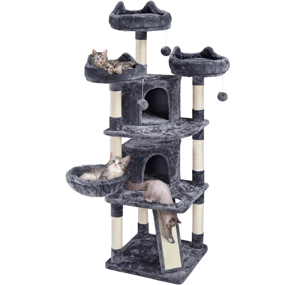 Large Dark Gray Cat Tree with Scratching Board D320