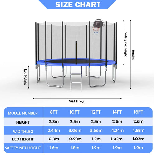 10FT Outdoor Trampoline with Safety Enclosure Net Z8866