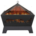 26 Metal Pyramidal Fire Pit with Cover&Poker F7851