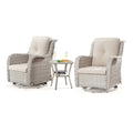 Outdoor Swivel Rocker Wicker Patio Chairs Set of 2 with Table, Blue W925