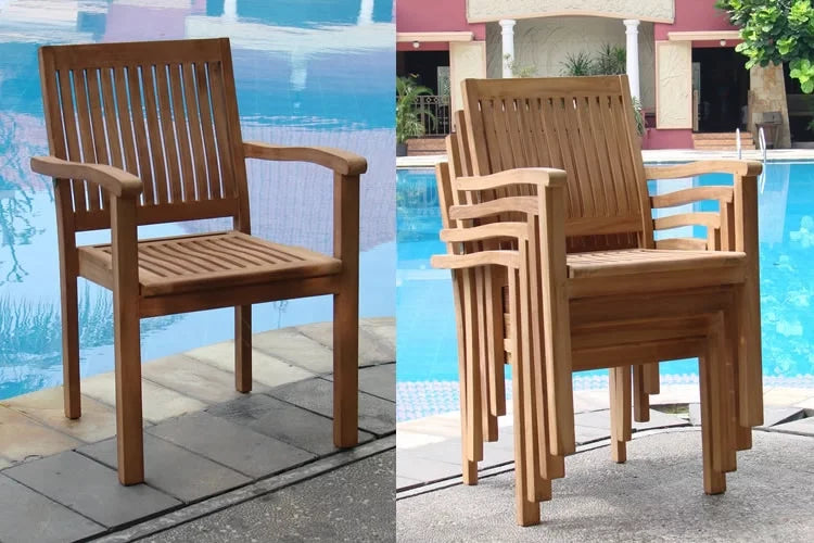 Stacking Teak Wood Dining Chair O526999